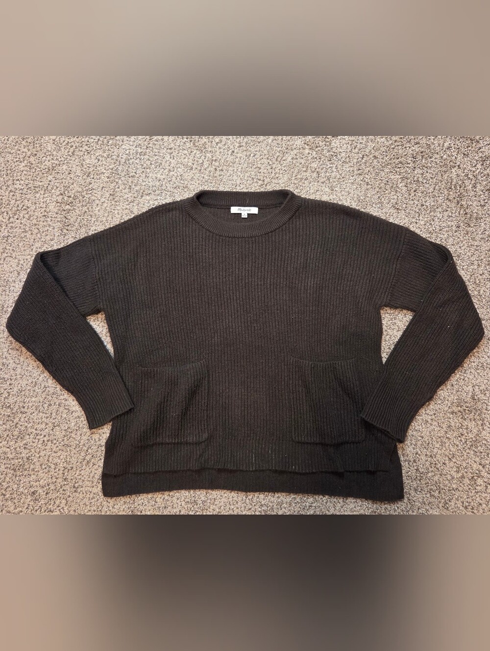 Madewell Black Patch Pocket Pullover Sweater Size M